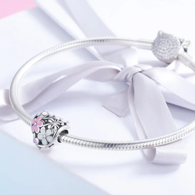 (image for) Pandora Style Silver Flower Blessing Charm - SCC761 - View 3