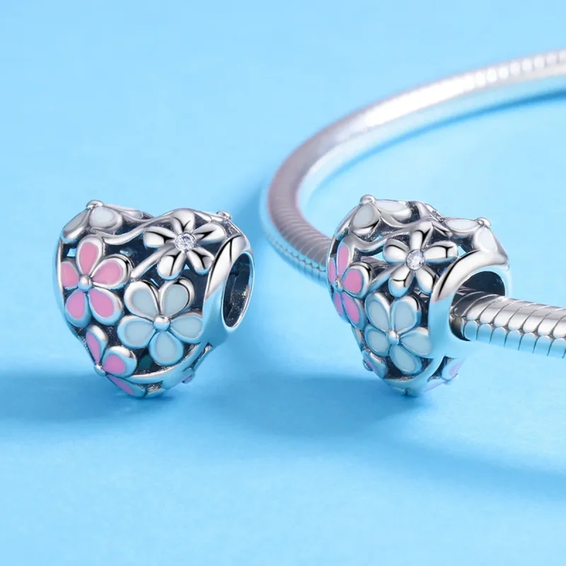 (image for) Pandora Style Silver Flower Blessing Charm - SCC761 - View 4