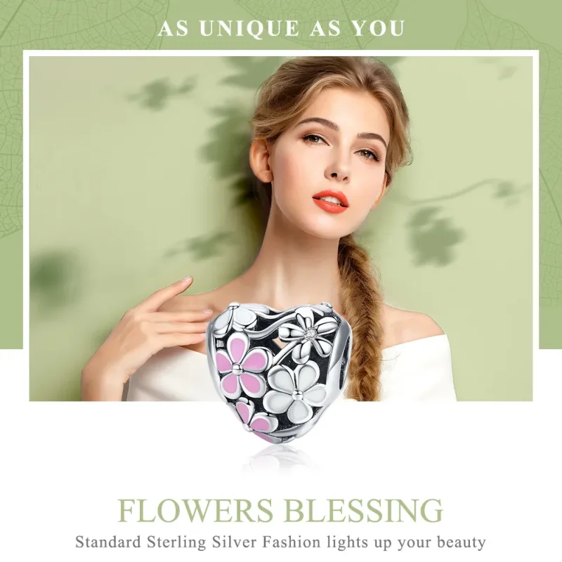(image for) Pandora Style Silver Flower Blessing Charm - SCC761 - View 6