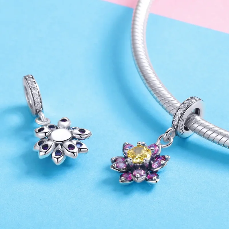 (image for) Pandora Style Silver Flower Colors Dangle - SCC1009 - View 4