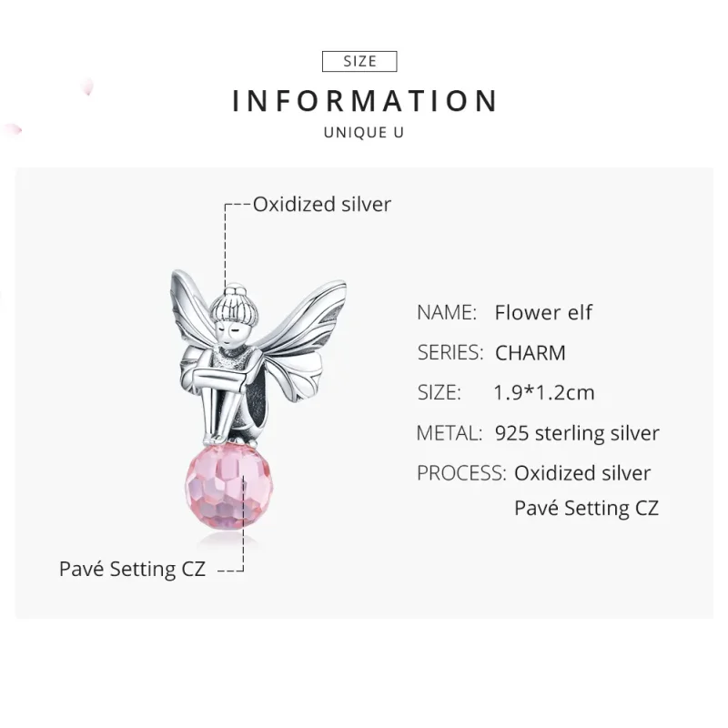 (image for) Pandora Style Silver Flower Elf Charm - SCC1483 - View 7
