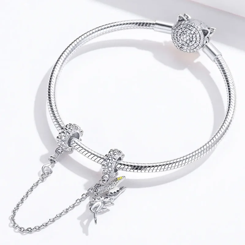 (image for) Pandora Style Silver Flower Elf Safety Chain - SCC1278 - View 4