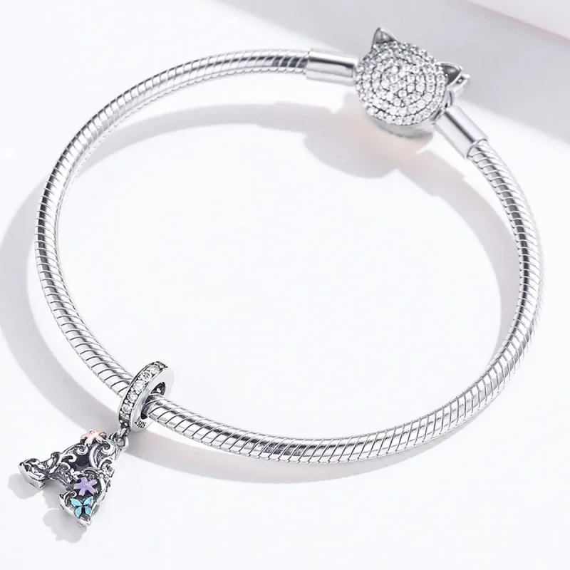 (image for) Pandora Style Silver Flower Letter A Dangle - SCC1273 - View 4