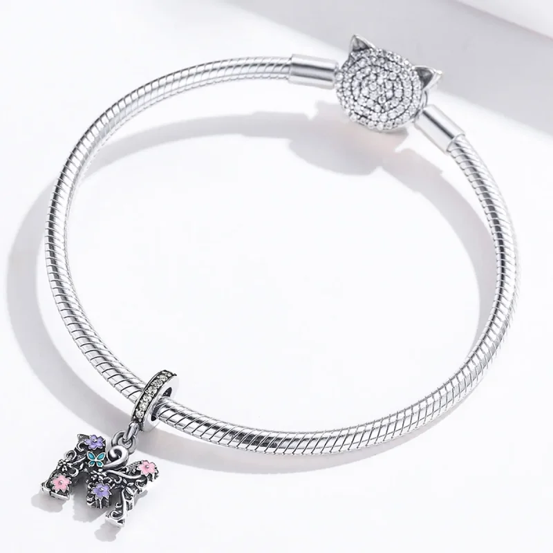 (image for) Pandora Style Silver Flower Letter M Dangle - SCC1274 - View 4