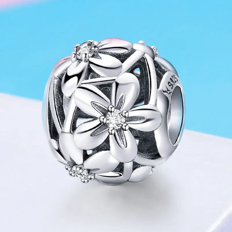 (image for) Pandora Style Silver Flower Shape Charm - SCC729 - View 4