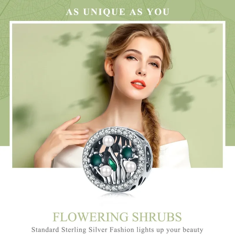 (image for) Pandora Style Silver Flowering Shrubs Charm - SCC1094 - View 2