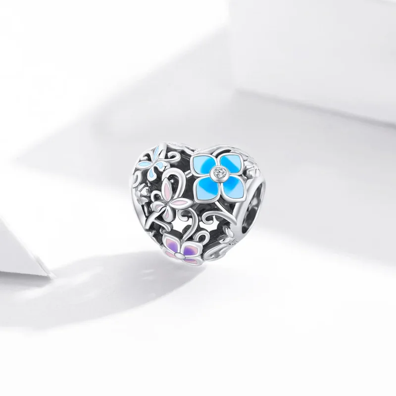 (image for) Pandora Style Silver Flowers And Butterflies Charm - SCC1836 - View 2