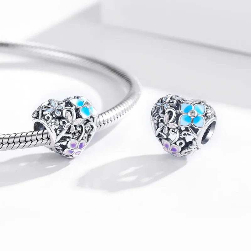 (image for) Pandora Style Silver Flowers And Butterflies Charm - SCC1836 - View 4