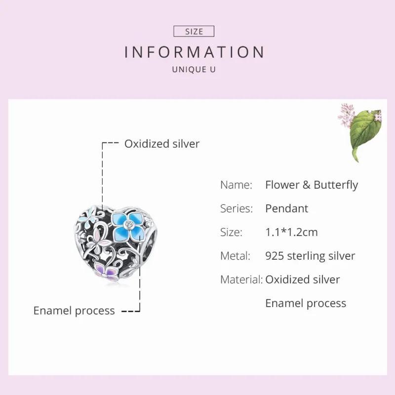 (image for) Pandora Style Silver Flowers And Butterflies Charm - SCC1836 - View 5