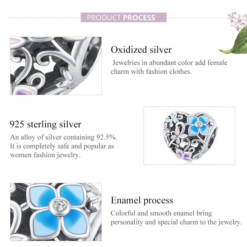 (image for) Pandora Style Silver Flowers And Butterflies Charm - SCC1836 - View 6