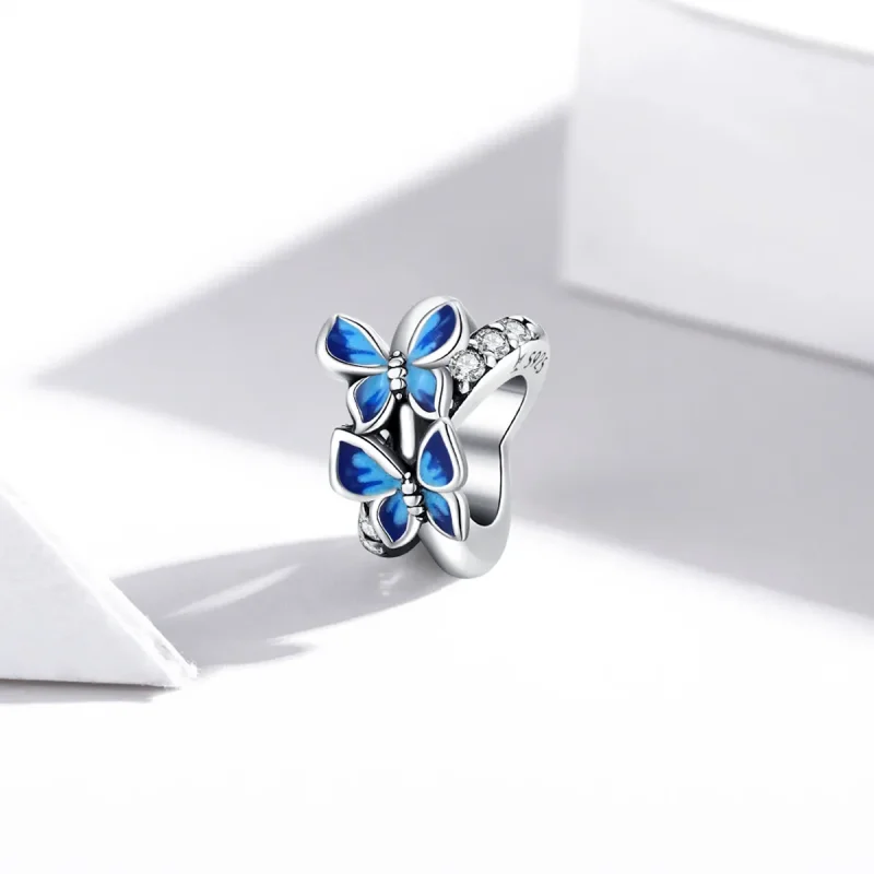 (image for) Pandora Style Silver Flying Butterflies Charm - SCC1731 - View 2