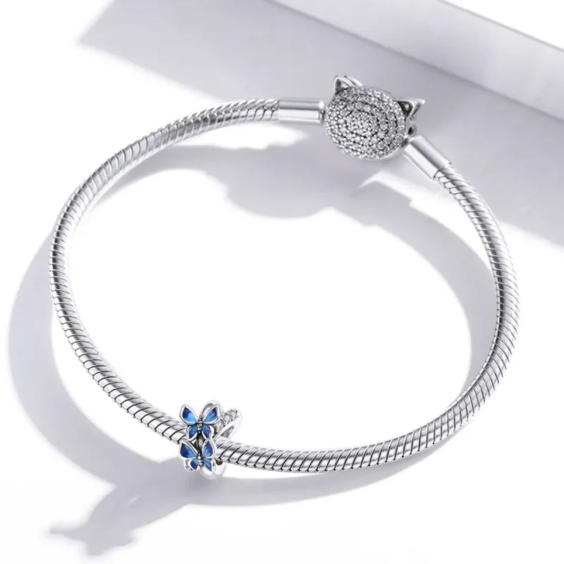 (image for) Pandora Style Silver Flying Butterflies Charm - SCC1731 - View 3