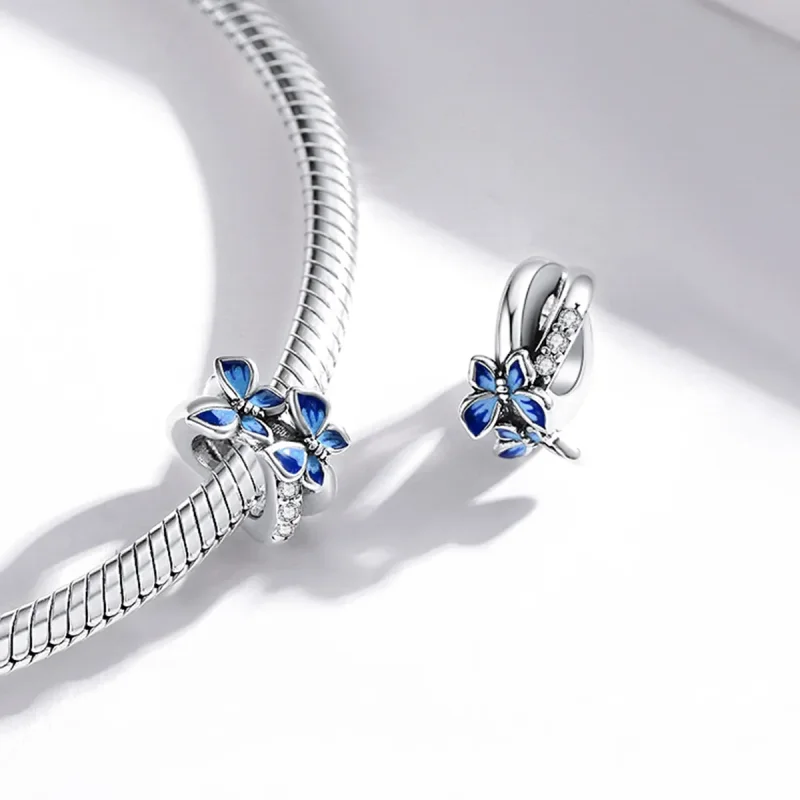 (image for) Pandora Style Silver Flying Butterflies Charm - SCC1731 - View 4