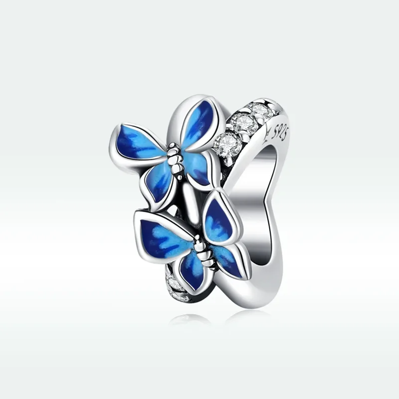 (image for) Pandora Style Silver Flying Butterflies Charm - SCC1731 - View 5