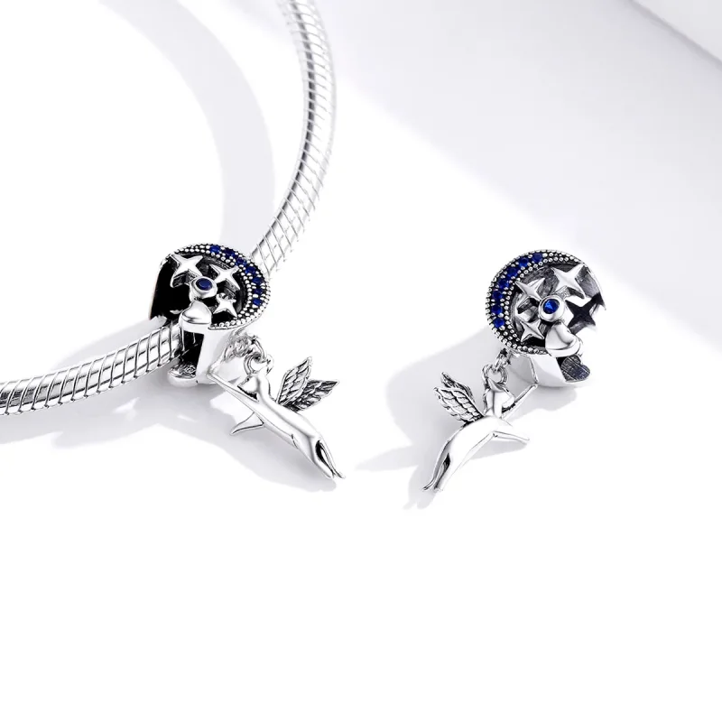 (image for) Pandora Style Silver Flying Cat Charm - SCC1551 - View 2