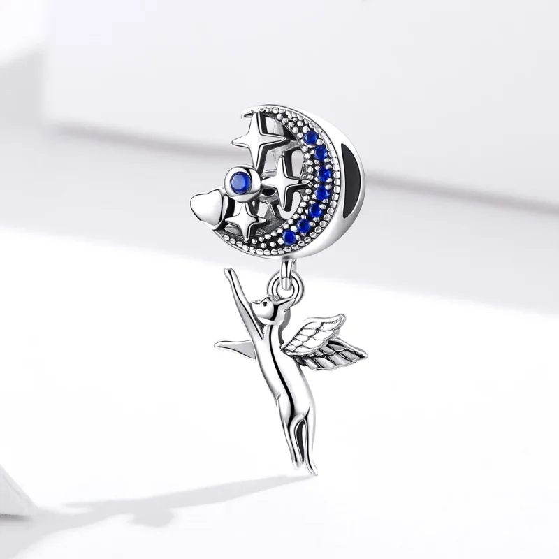 (image for) Pandora Style Silver Flying Cat Charm - SCC1551 - View 3