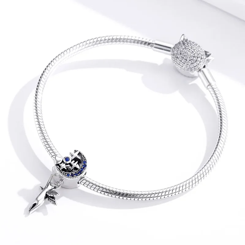 (image for) Pandora Style Silver Flying Cat Charm - SCC1551 - View 4