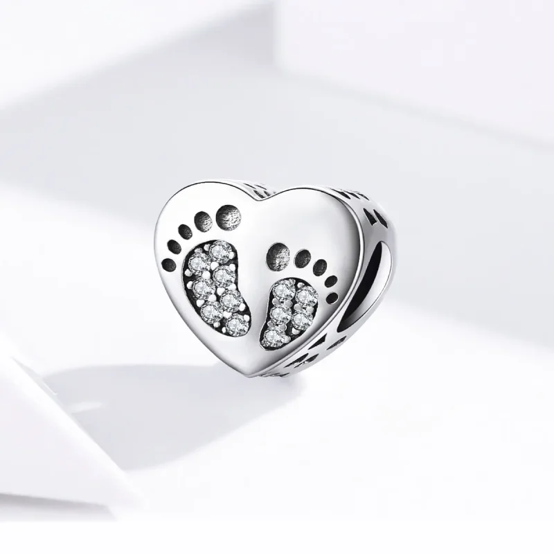 (image for) Pandora Style Silver Footprints Charm - SCC1395 - View 2