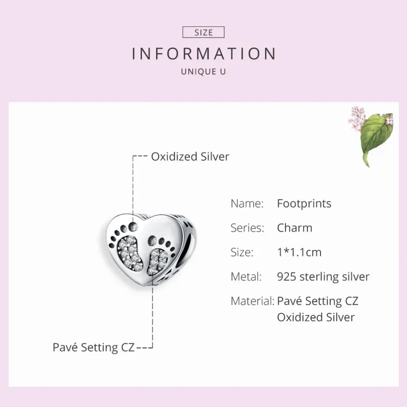 (image for) Pandora Style Silver Footprints Charm - SCC1395 - View 6