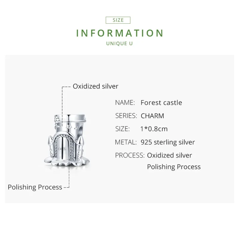 (image for) Pandora Style Silver Forest Castle Charm - SCC1866 - View 7