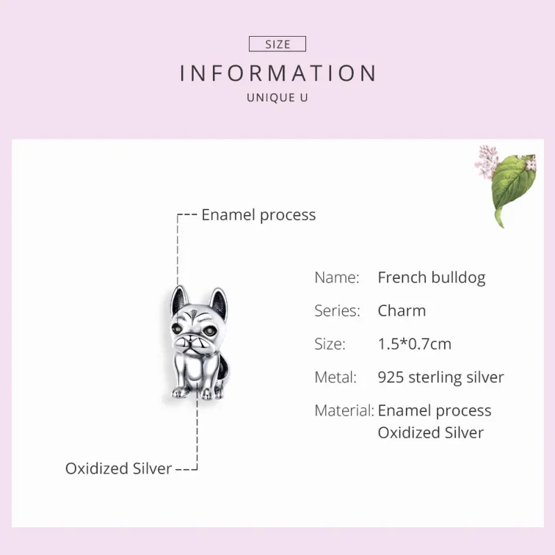 (image for) Pandora Style Silver French Bulldog Charm - SCC1306 - View 3