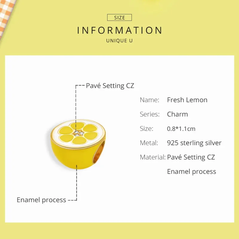 (image for) Pandora Style Silver Fresh Lemon Charm - SCC1590 - View 6