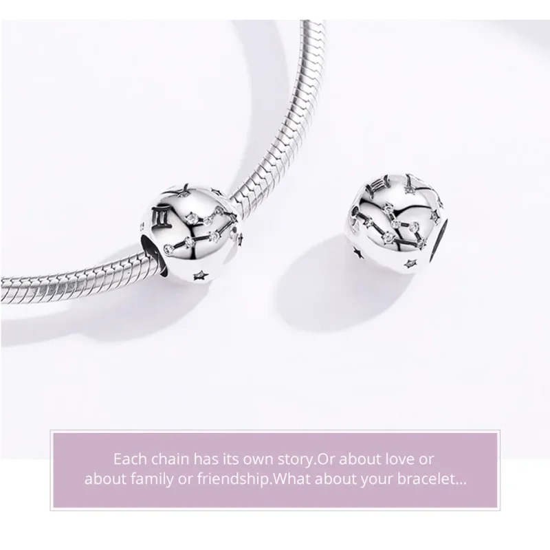 (image for) Pandora Style Silver Gemini Charm - SCC1218-3 - View 5