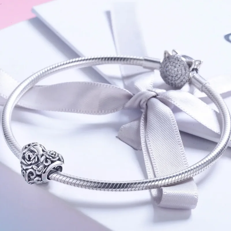 (image for) Pandora Style Silver Gentle Rose Charm - SCC790 - View 4