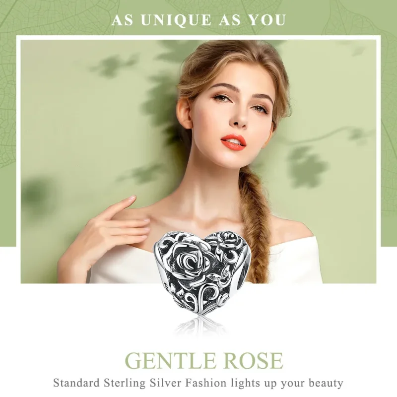 (image for) Pandora Style Silver Gentle Rose Charm - SCC790 - View 6