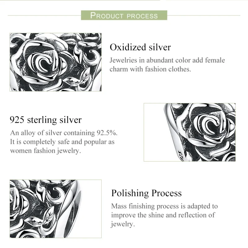 (image for) Pandora Style Silver Gentle Rose Charm - SCC790 - View 7