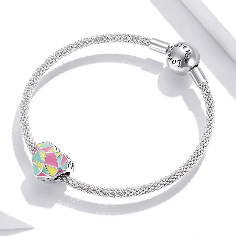 (image for) Pandora Style Silver Geometric Patterns Charm - SCC1761 - View 3