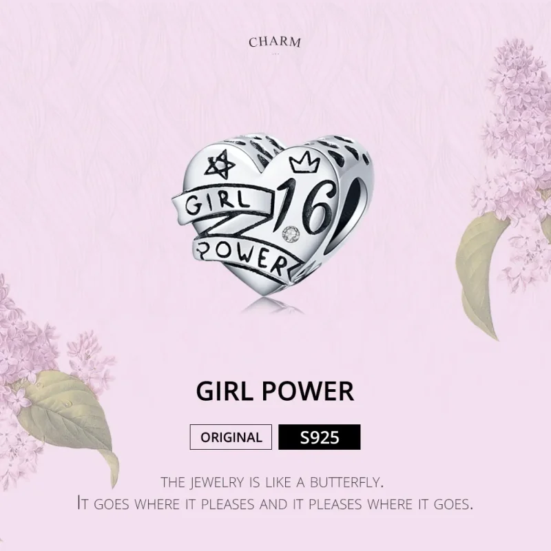 (image for) Pandora Style Silver Girl Power Sweet 16 Charm - SCC1437 - View 6