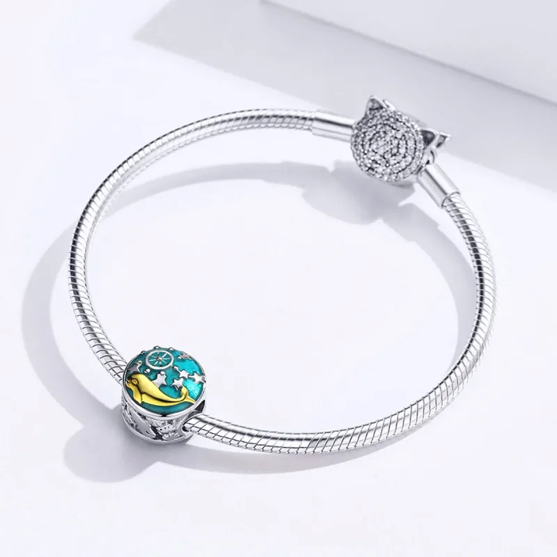 (image for) Pandora Style Silver & Gold-Plated Baby Whale Charm - SCC1296 - View 3