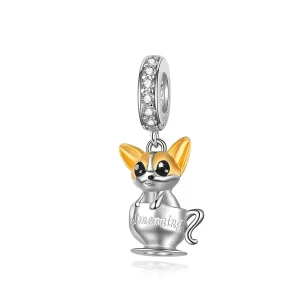 (image for) Pandora Style Silver & Gold-Plated Cup Puppy Dangle - SCC1214