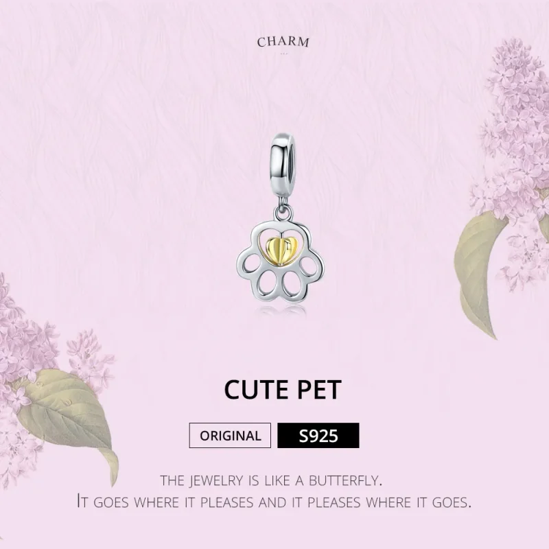 (image for) Pandora Style Silver & Gold-Plated Cure Pet Dangle - SCC1251 - View 2