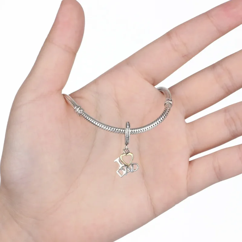 (image for) Pandora Style Silver & Gold-Plated I Love Dad Dangle - SCC052 - View 6