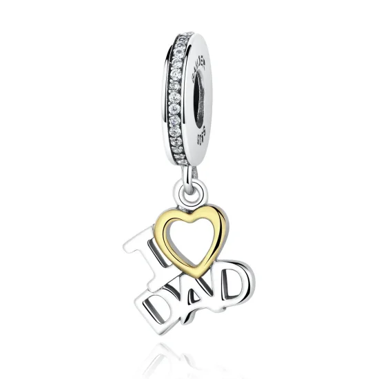 (image for) Pandora Style Silver & Gold-Plated I Love Dad Dangle - SCC052