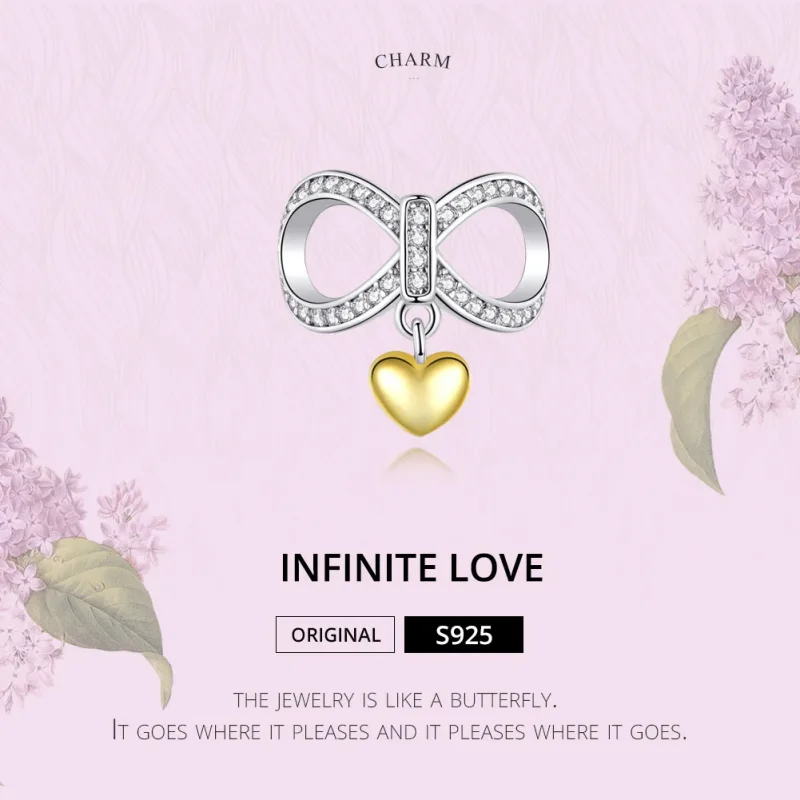 (image for) Pandora Style Silver & Gold-Plated Infinite Love Charm - SCC1300 - View 2