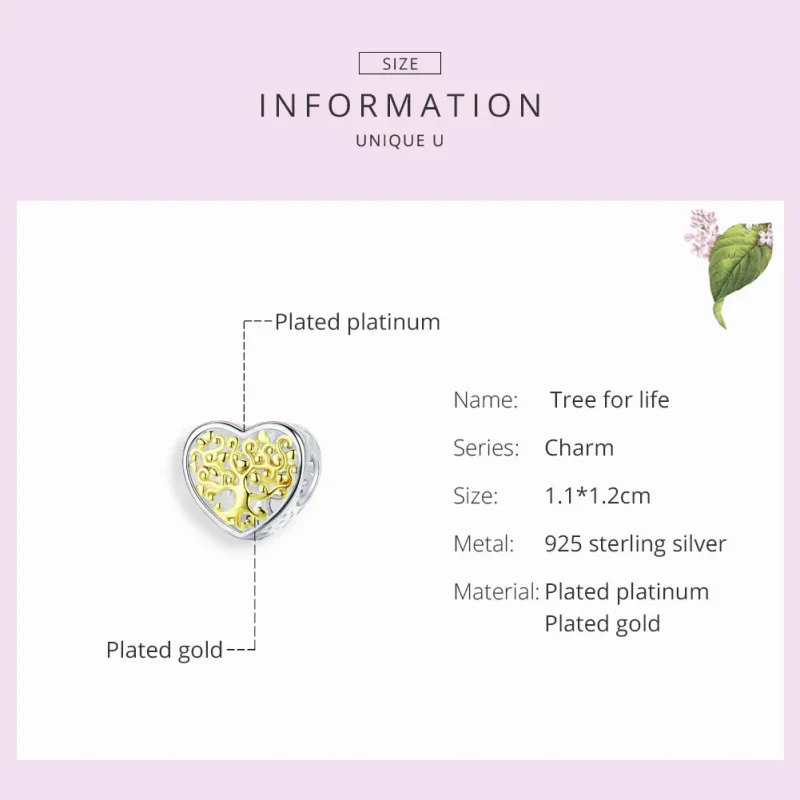 (image for) Pandora Style Silver & Gold-Plated Life Tree Charm - SCC1264 - View 3
