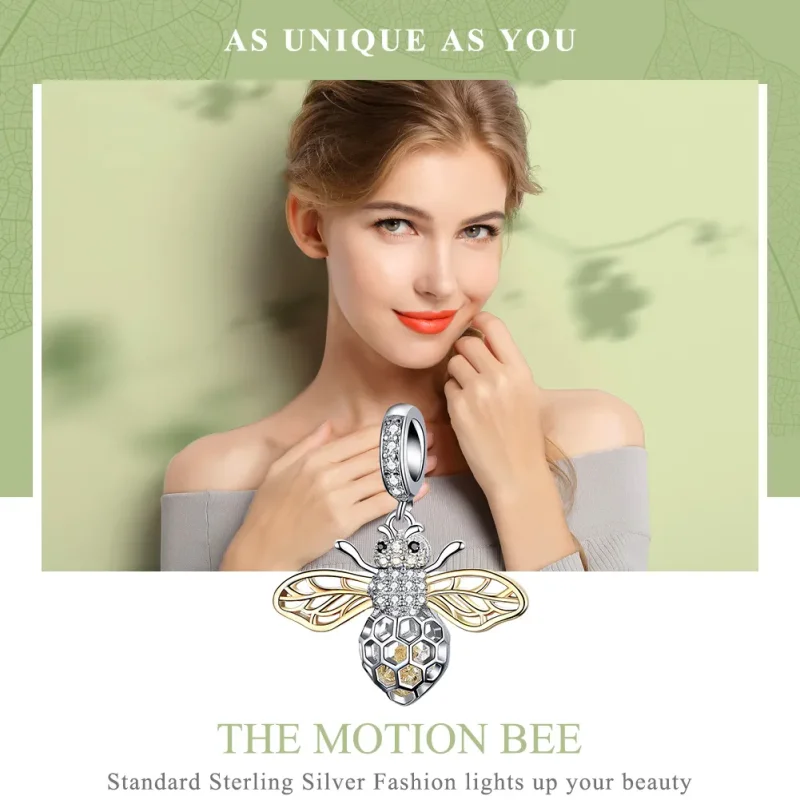 (image for) Pandora Style Silver & Gold-Plated Motion Bee Dangle - SCC1125 - View 2