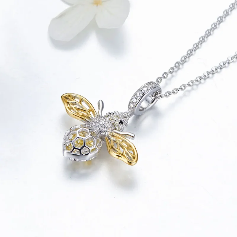 (image for) Pandora Style Silver & Gold-Plated Motion Bee Dangle - SCC1125 - View 3