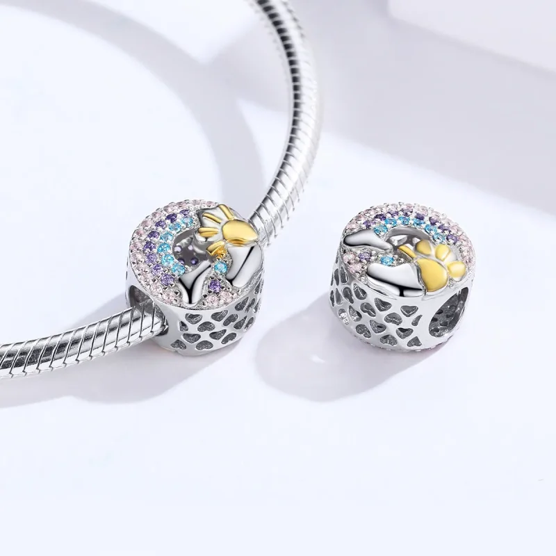 (image for) Pandora Style Silver & Gold-Plated Rainbow & Sun Charm - SCC1255 - View 4