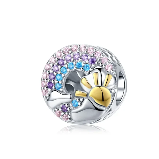 (image for) Pandora Style Silver & Gold-Plated Rainbow & Sun Charm - SCC1255