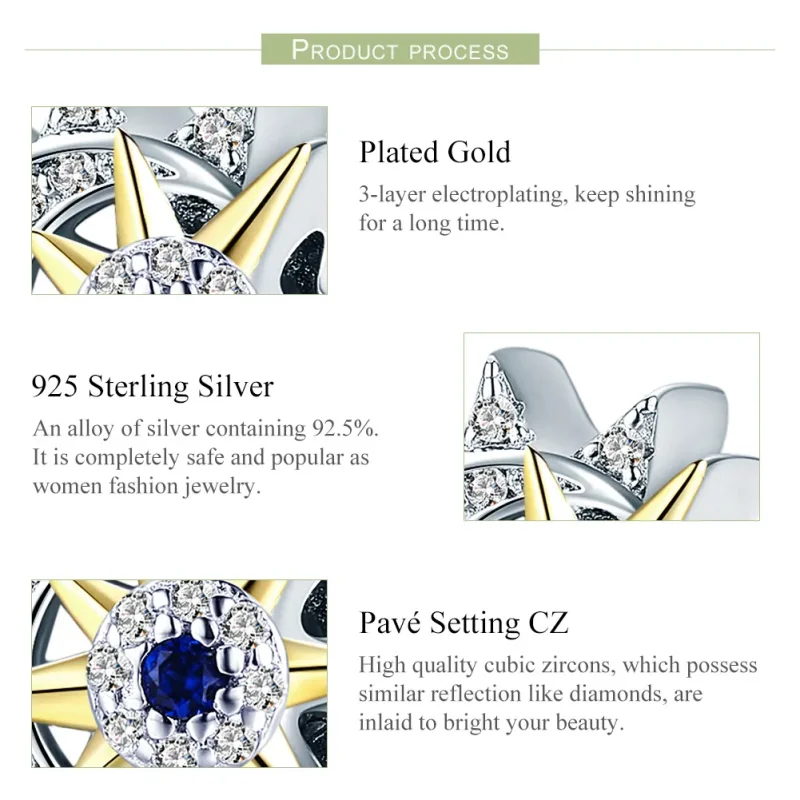 (image for) Pandora Style Silver & Gold-Plated Sun Meets Moon Charm - SCC1137 - View 5