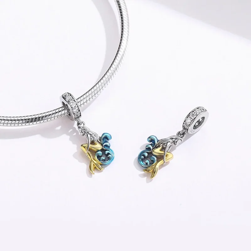(image for) Pandora Style Silver & Gold-Plated Waiting Mermaid Dangle - SCC1166 - View 4