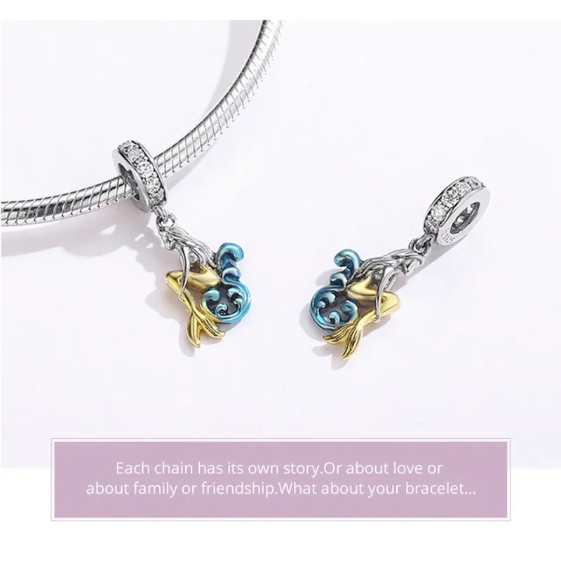 (image for) Pandora Style Silver & Gold-Plated Waiting Mermaid Dangle - SCC1166 - View 5