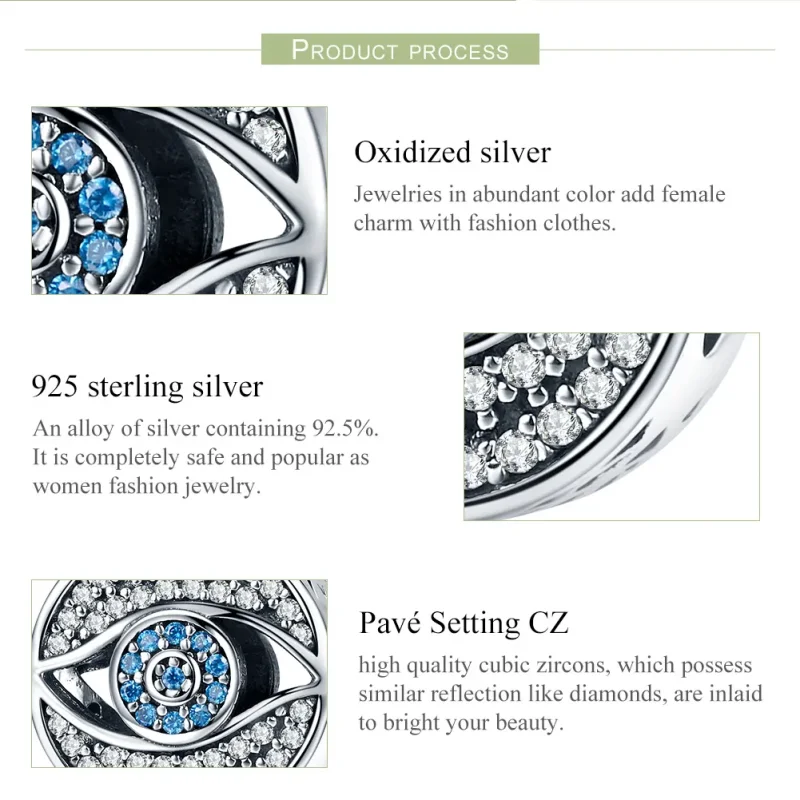 (image for) Pandora Style Silver Guardian Eye Charm - SCC565 - View 6