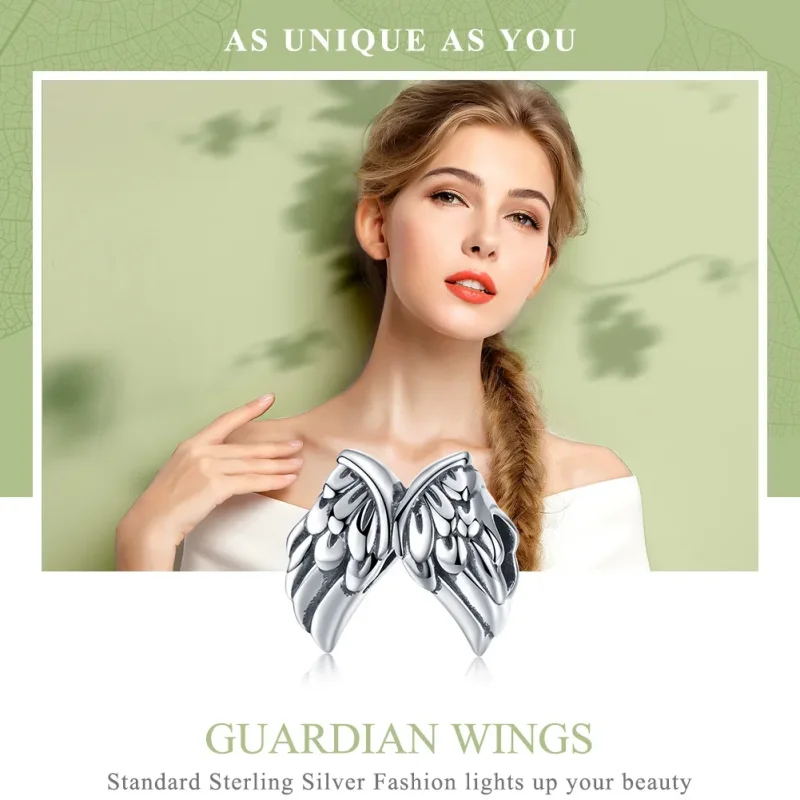 (image for) Pandora Style Silver Guardian Wings Charm - SCC1091 - View 2