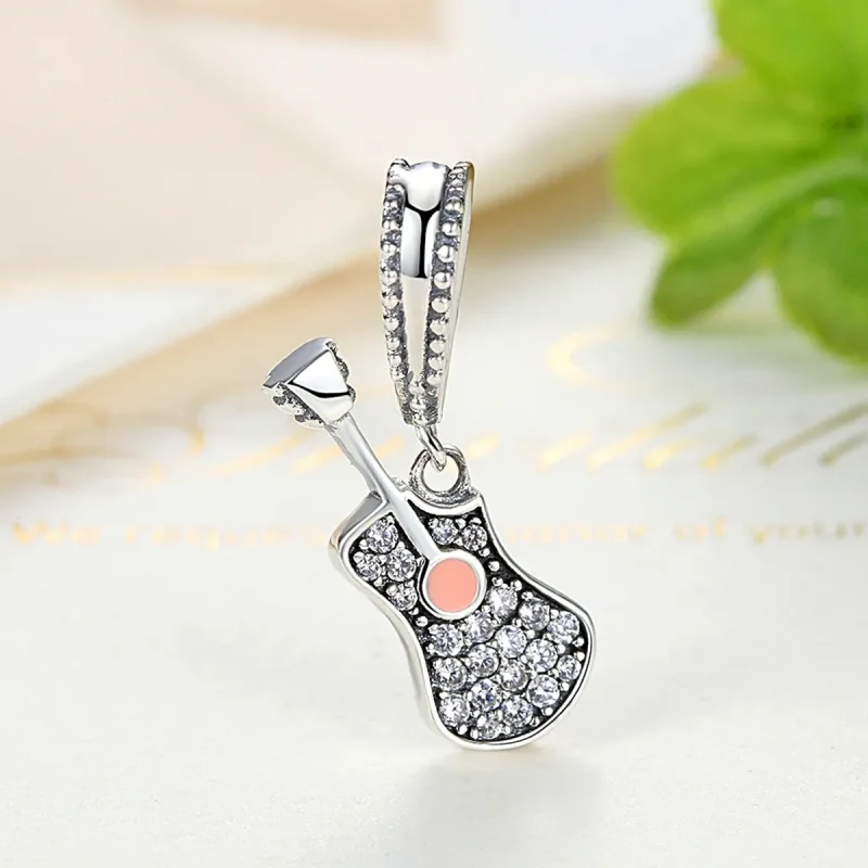 (image for) Pandora Style Silver Guitar Dangle - SCC113 - View 4