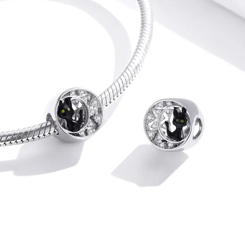 (image for) Pandora Style Silver Halloween Black Cat Charm - BSC325 - View 4